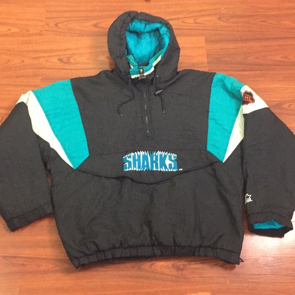 Vintage Starter NHL Sharks Hooded Puffer Jacket - Picture 3 of 8